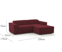 Sofa sfoderabile rosso 220x170x70h cm - Amuleto