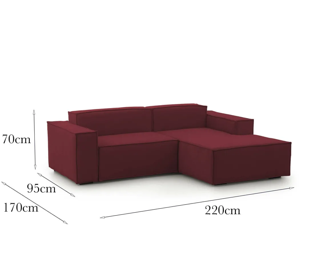 Sofa sfoderabile rosso 220x170x70h cm - Amuleto