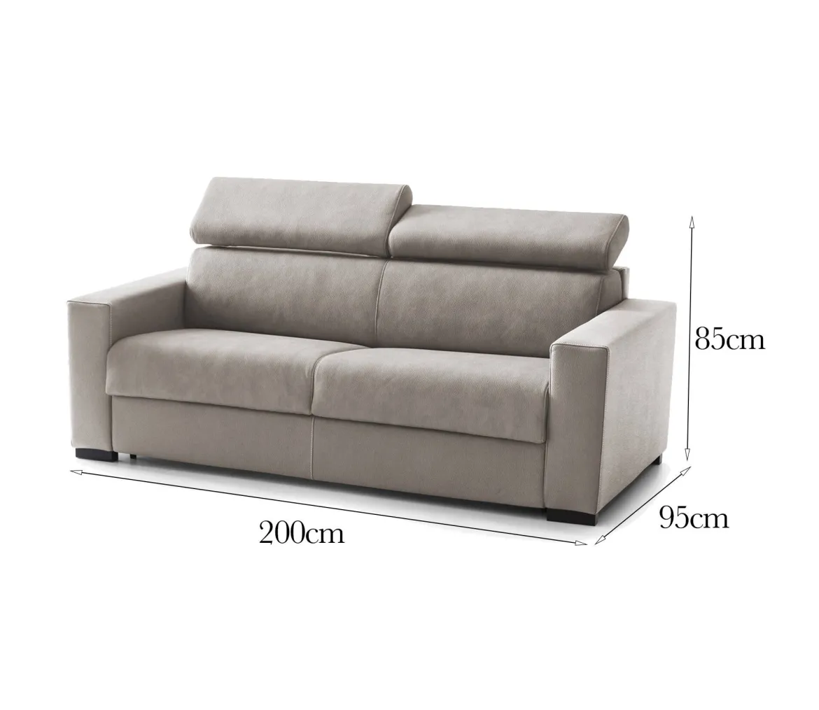 Sofà design tortora 200x95x85h cm - Schiavo