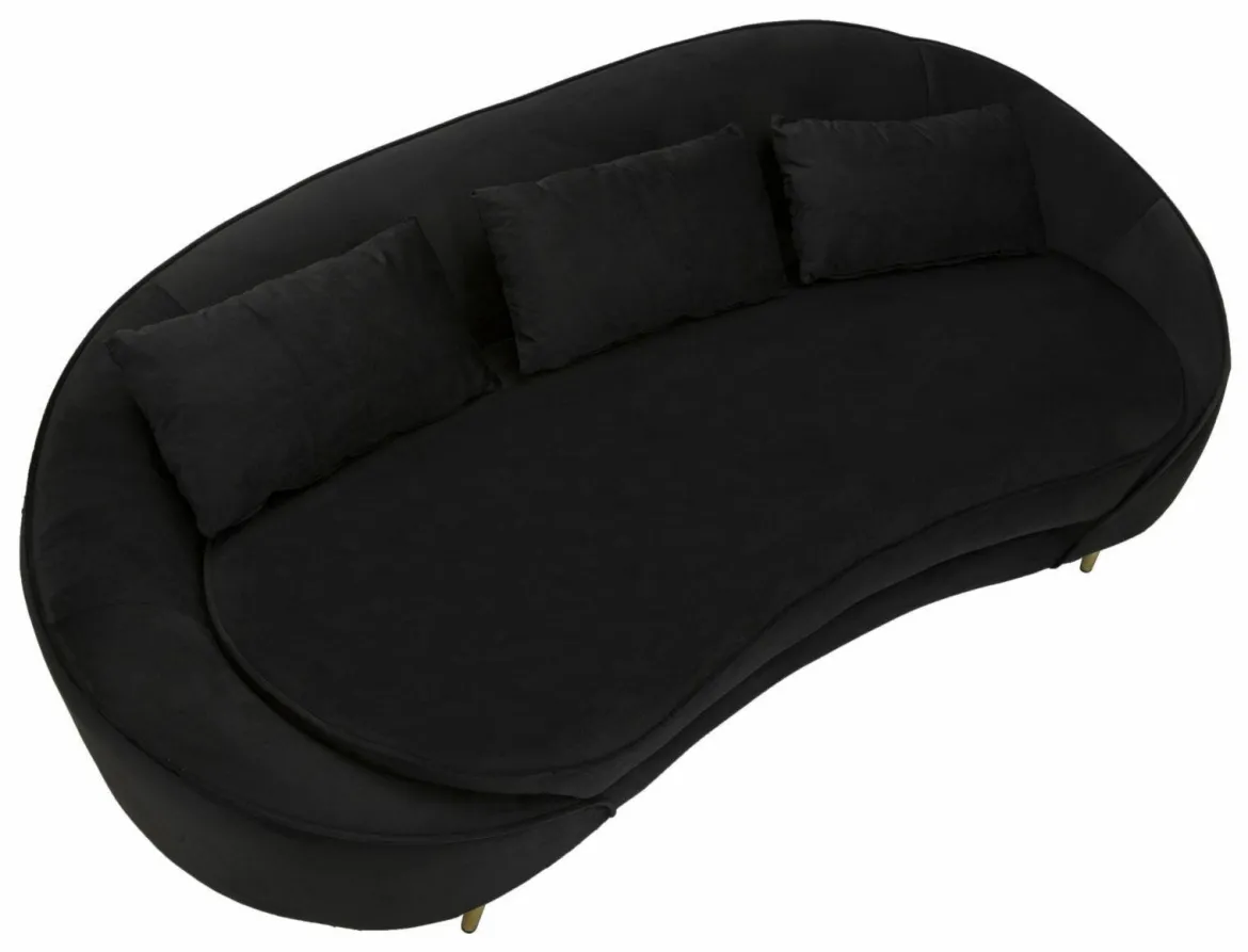 Sofà in legno e metallo rivestito in tessuto nero e oro 185x84x68h cm - Verte