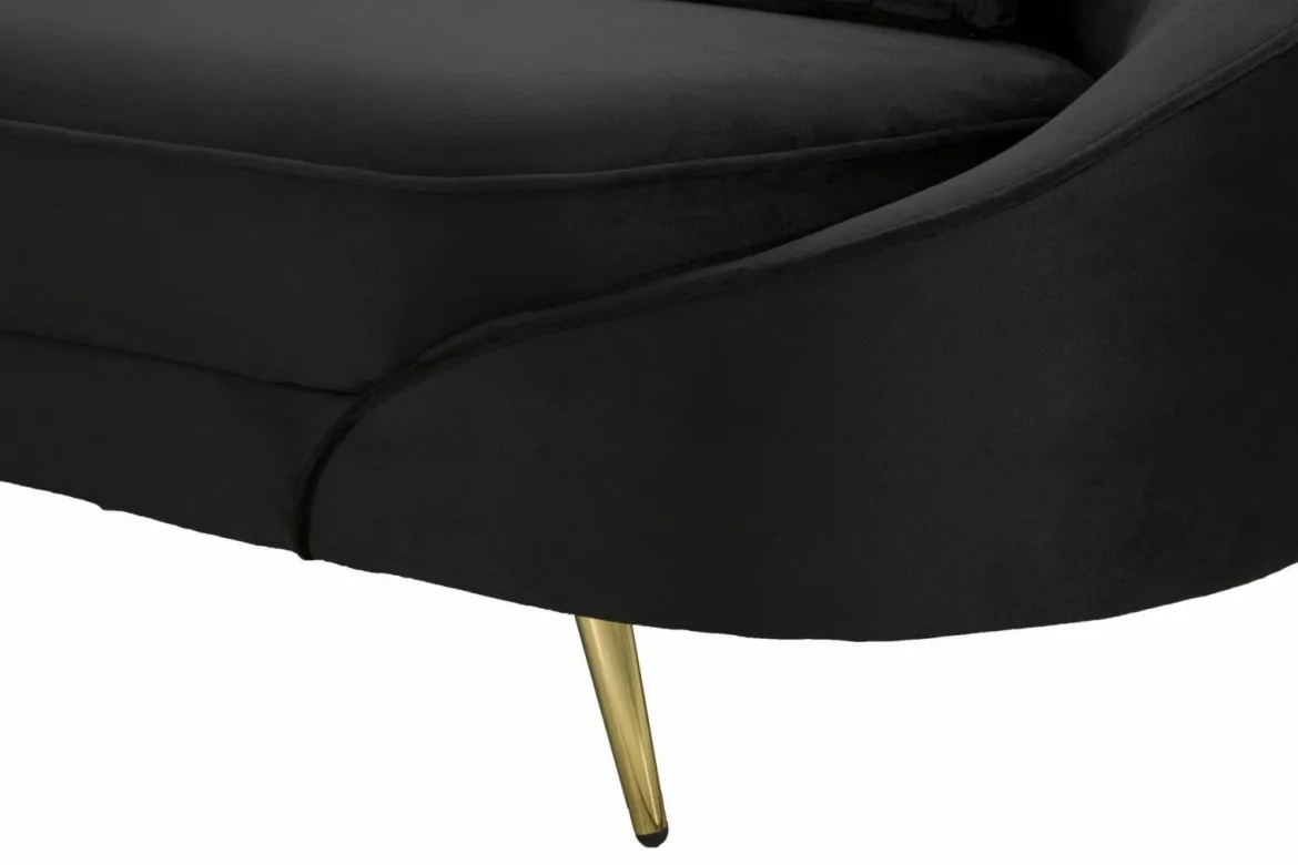 Sofà in legno e metallo rivestito in tessuto nero e oro 185x84x68h cm - Verte
