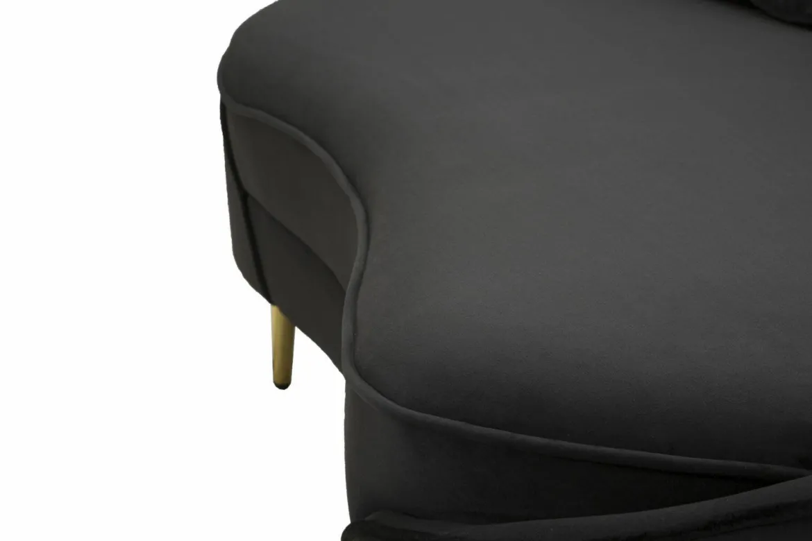 Sofà in legno e metallo rivestito in tessuto nero e oro 185x84x68h cm - Verte