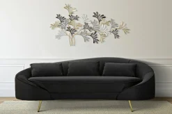 Sofà in legno e metallo rivestito in tessuto nero e oro 185x84x68h cm - Verte