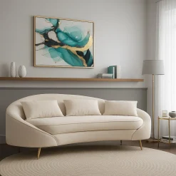 SofĂ moderno crema e oro 185x84x68h cm - Verte