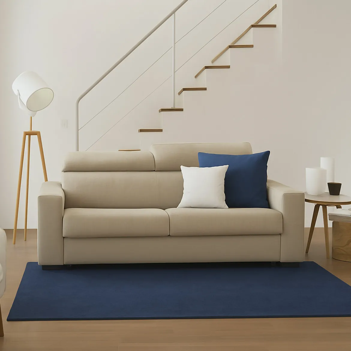 Sofà sfoderabile beige 180x95x85h cm - Aggius