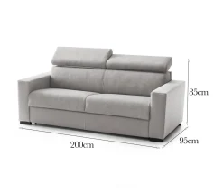 Sofà sfoderabile grigio 160x95x85h cm - Aggius