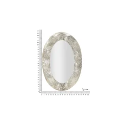 Specchio Argento Trasparente Cornice Effetto Materico Forma Ovale 88x128h cm, Tipologia a Parete - Daga