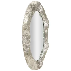 Specchio Argento Trasparente Cornice Effetto Materico Forma Ovale 88x128h cm, Tipologia a Parete - Daga