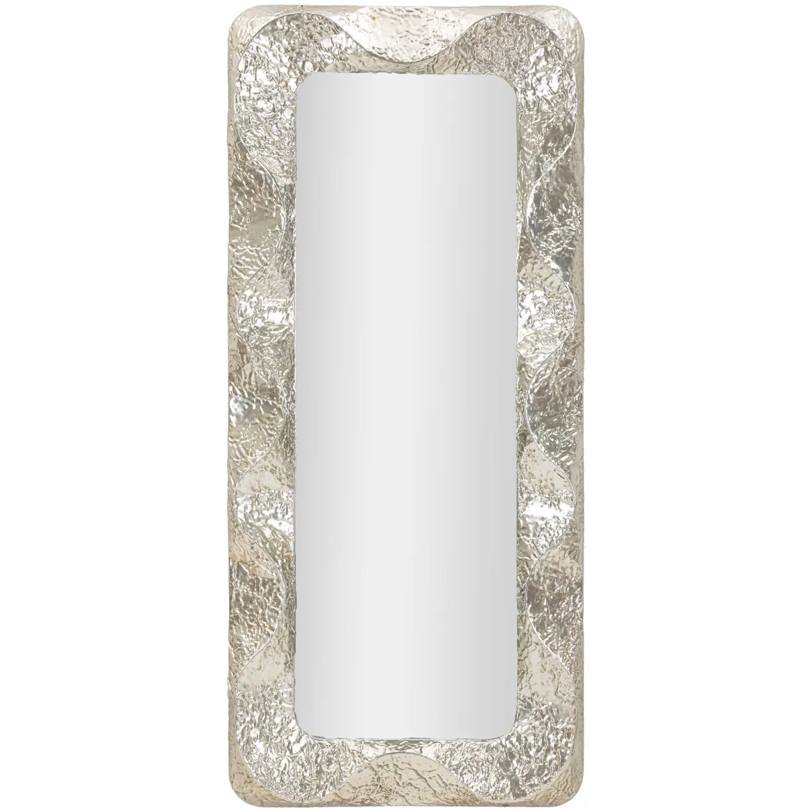 Specchio Argento Trasparente Cornice Sagomata Forma Rettangolare 85x100h cm, Tipologia a Parete - Dabaka