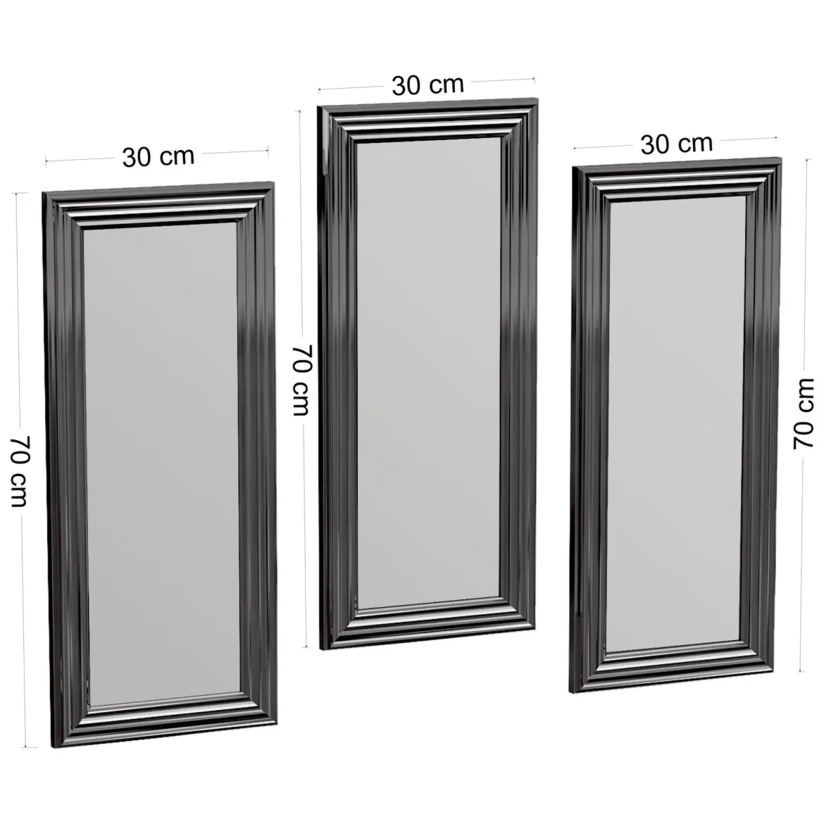 Specchio Argento Trasparente Modulabile set da 3 40x40h cm, Forma Rettangolare - Ortona