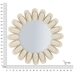 Specchio Beige Trasparente Cornice Effetto Pietra Forma Rotondo 85x6h cm, Tipologia a Parete - Dagatiza