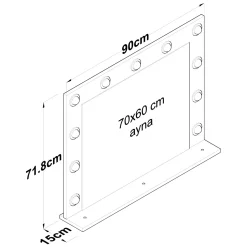 Specchio Bianco con Mensola e Lampadine Forma Rettangolare 90x72h cm, Tipologia da Parete - Storo
