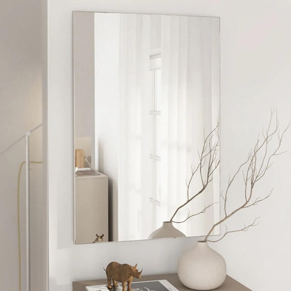 Specchio Bianco kit Fissaggio a Muro Incluso Forma Rettangolare 76.5x76.5h cm - Rizzardi