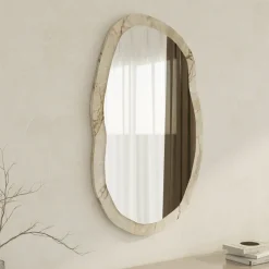Specchio Bianco Marmo Trasparente Forma Ovale Tipologia a Parete 52x86h cm, Colore Struttura Trasparente - Tromello