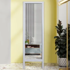 Specchio Bianco Trasparente Forma Rettangolare Tipologia a Terra 45x145h cm, Colore Struttura Trasparente - Crea
