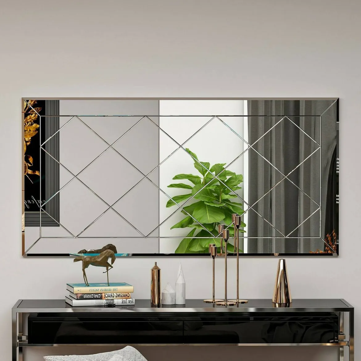Specchio geometrico bianco 60x120h cm - Nimfa