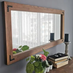 Specchio Marrone Noce Trasparente Forma Rettangolare Tipologia a Parete 110x50h cm, Colore Struttura Trasparente - Corvara