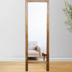 Specchio Marrone Noce Trasparente Forma Rettangolare Tipologia a Terra 45x145h cm, Colore Struttura Trasparente - Crea
