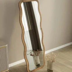 Specchio Marrone Rovere Scuro Trasparente Forma Rettangolare Tipologia a Terra 50x160h cm, Colore Struttura Trasparente - Bissone