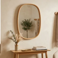 Specchio Marrone Rovere Trasparente Forma Ovale Tipologia a Parete 38x55h cm, Colore Struttura Trasparente - Piansano