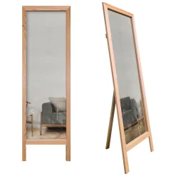 Specchio Marrone Rovere Trasparente Forma Rettangolare Tipologia a Terra 50x160h cm, Colore Struttura Trasparente - Bissone