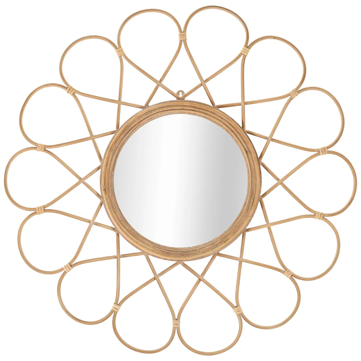 Specchio Marrone Trasparente Finiture in Rattan Forma Rotondo 66x66h cm, Tipologia a Parete - Bavasi