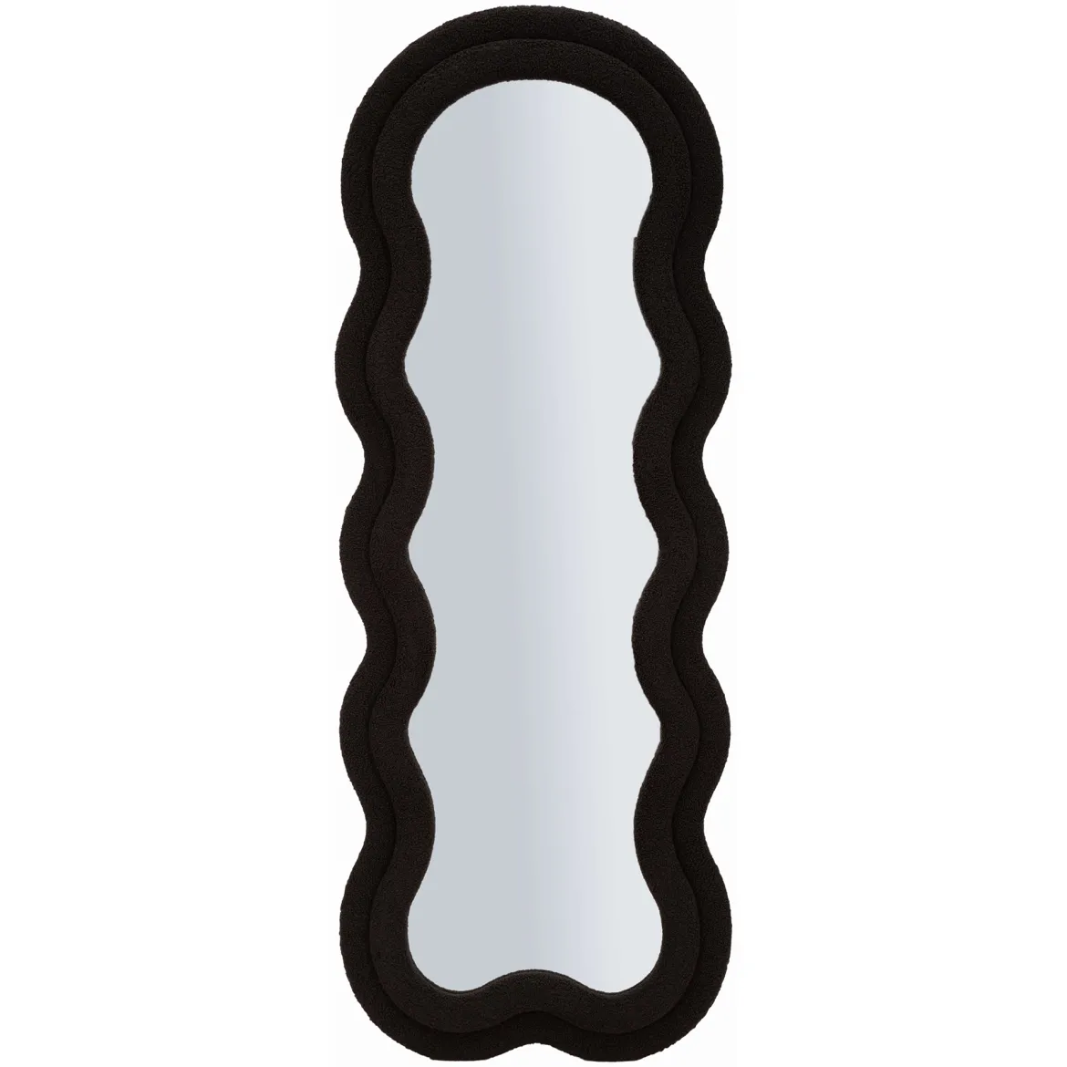 Specchio Nero Trasparente Cornice Ondulata Tessuto Teddy Forma Rettangolare 60x160h cm, Tipologia a Parete - Marylin