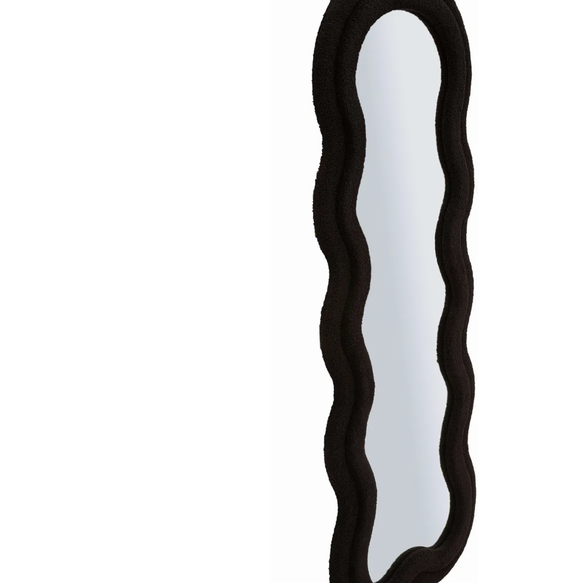 Specchio Nero Trasparente Cornice Ondulata Tessuto Teddy Forma Rettangolare 60x160h cm, Tipologia a Parete - Marylin