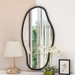 Specchio Nero Trasparente Forma Ovale Tipologia a Parete 45x85h cm, Colore Struttura Trasparente - Canepina