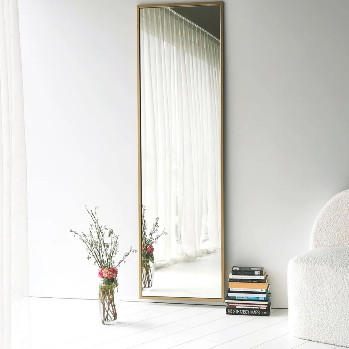 Specchio oro con cavalletto nero 50x170h cm - Ronzone