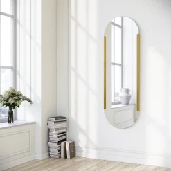 Specchio oro Trasparente Forma Ovale Tipologia a Parete 55x75h cm, Colore Struttura Trasparente - Dorno
