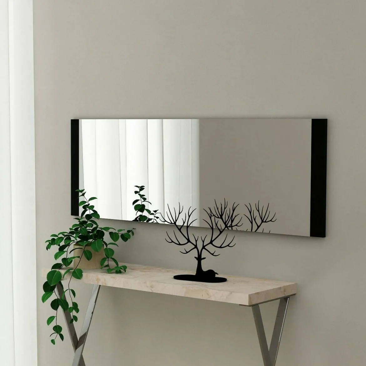 Specchio rettangolare classico nero 40x120h cm - Fiammetta