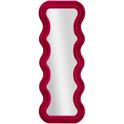 Specchio Rosa Trasparente Cornice Ondulata Effetto Velluto Forma Rettangolare 60x160h cm, Tipologia a Parete - Allen