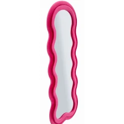 Specchio Rosa Trasparente Cornice Ondulata Effetto Velluto Forma Rettangolare 60x160h cm, Tipologia a Parete - Marylin
