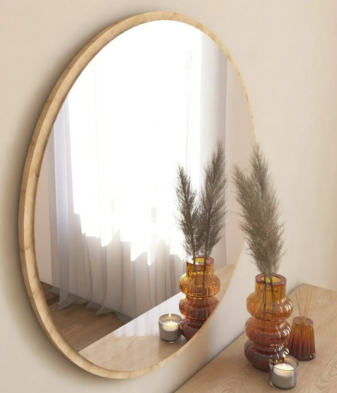 Specchio rotondo rovere 60x60h cm - Adelasia