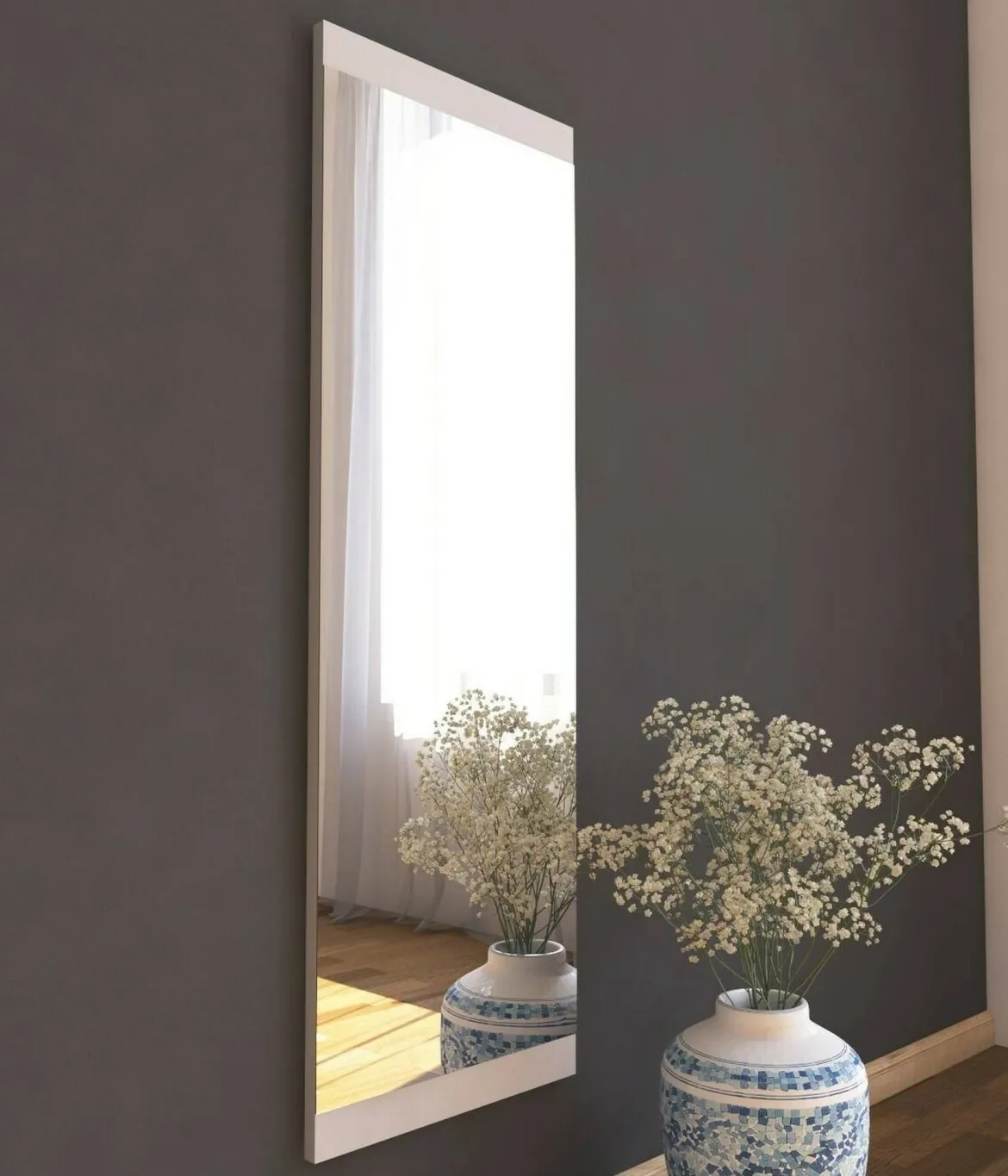 Specchio soggiorno bianco 40x120h cm - Fiammetta