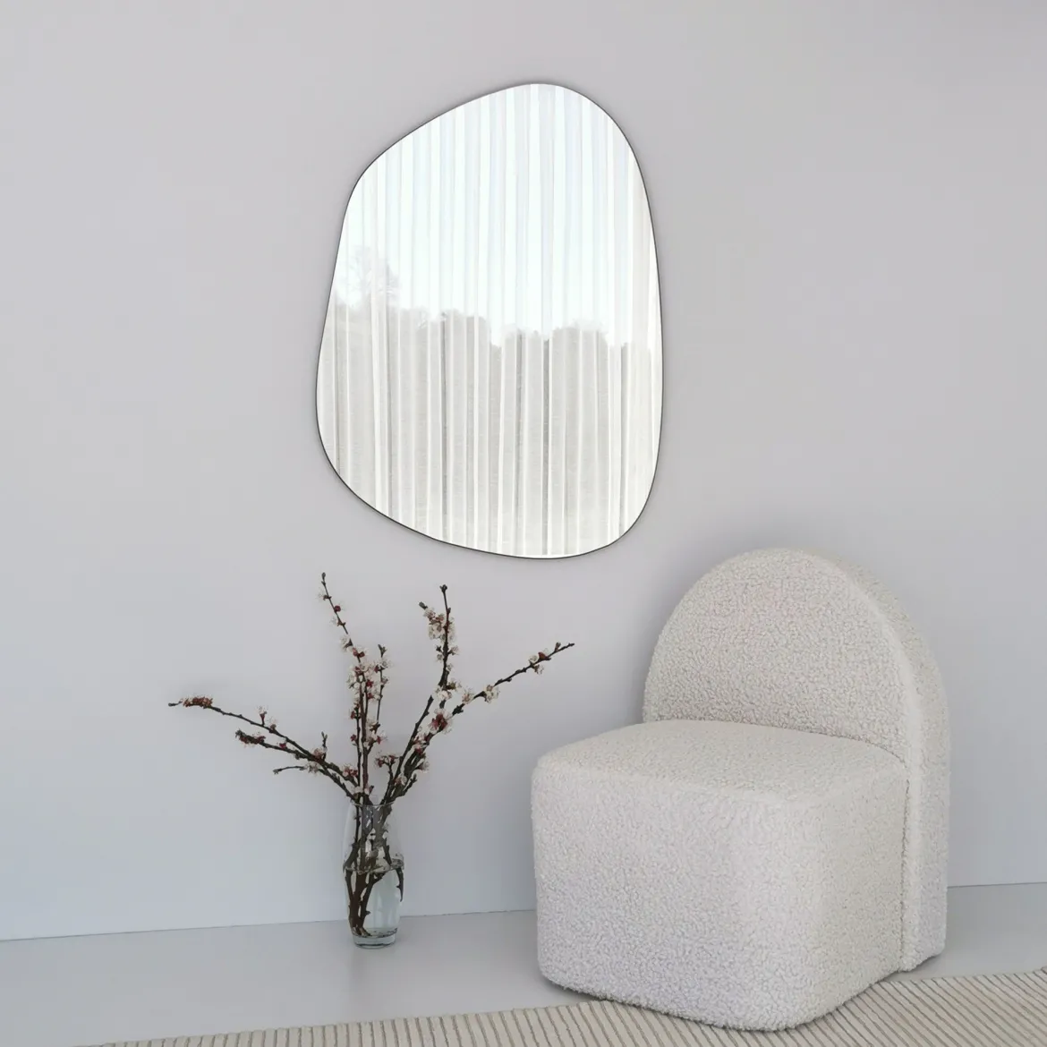 Specchio Trasparente Forma Irregolare Tipologia a Muro 90x70h cm, - Momo