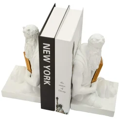 Statua Bianco oro Statua Fermalibro Colore Struttura oro, - Faropa