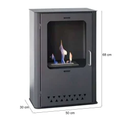 Stufa a bioetanolo moderna economica 30x50x68h cm nera - Altidona