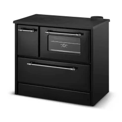 Stufa a legna con cucina integrata nera in metallo 87x51x79h cm - Andalo