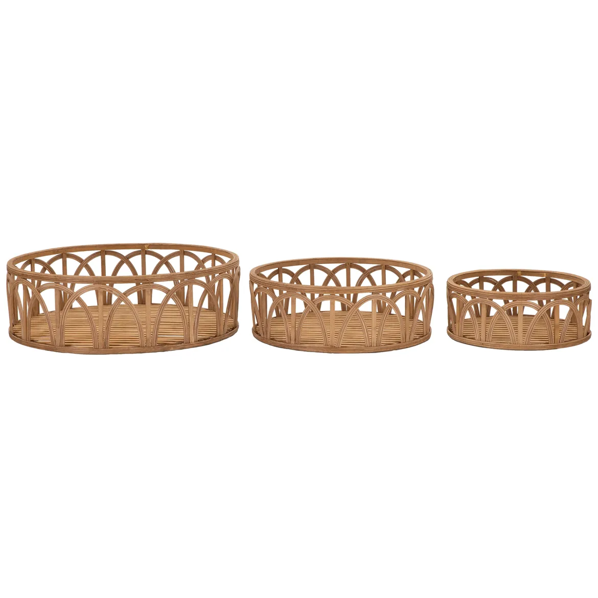 Svuotatasche Marrone set da 3 in Rattan, - Famorite