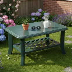 Tavolino da Esterno Verde 2 Posti 90x60x46h cm, Made in Italy - Ucria