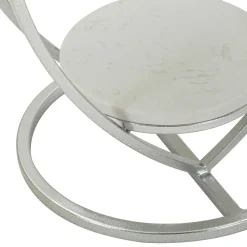 Tavolino da Salotto Argento Bianco Marmo Struttura a Cuore Forma Rotondo 40x40x46h cm, Colore Ripiano Bianco - Masaka