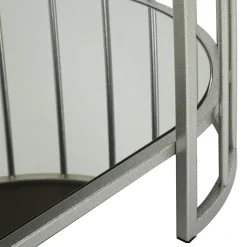 Tavolino da Salotto Argento Trasparente un Vano Forma Ovale 90x50x45h cm, Colore Ripiano Trasparente - Fafa
