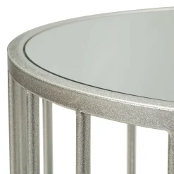 Tavolino da Salotto Argento Trasparente un Vano Forma Ovale 90x50x45h cm, Colore Ripiano Trasparente - Fafa