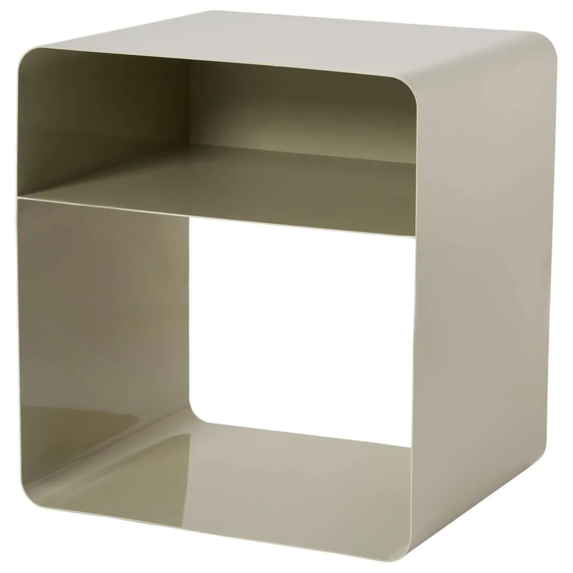 Tavolino da Salotto Beige Effetto Lucido 2 Vani 45x50x56h cm, Forma Rettangolare - Cannobio