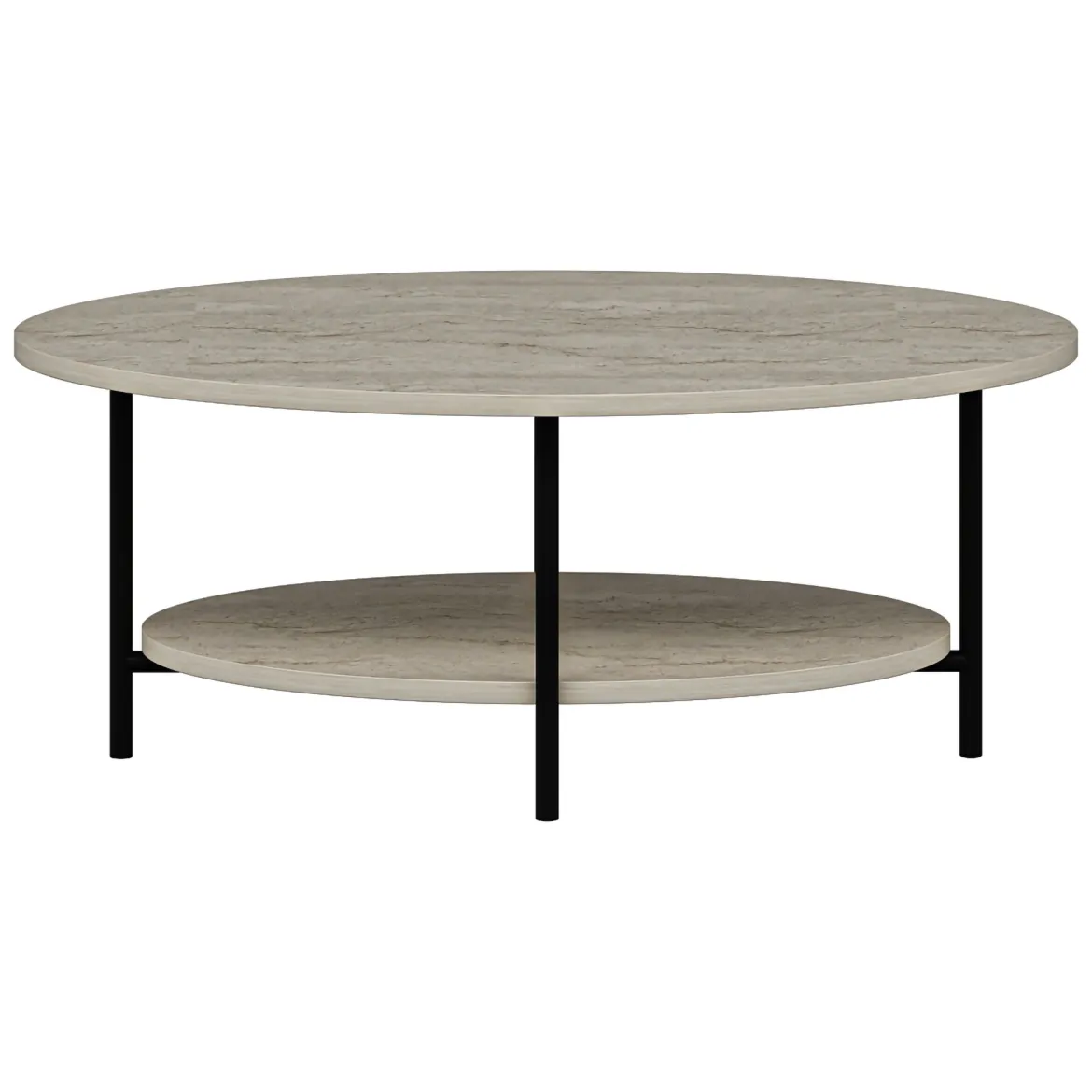 Tavolino da Salotto Beige Marmo Nero con Piedini un Vano 90x60x36h cm, Forma Ovale - Subiaco