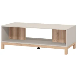 Tavolino da Salotto Beige Marrone Rovere con Piedini un Vano 120.5x54.5x41h cm, Forma Rettangolare - Leguzzano
