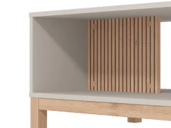 Tavolino da Salotto Beige Marrone Rovere con Piedini un Vano 120.5x54.5x41h cm, Forma Rettangolare - Leguzzano