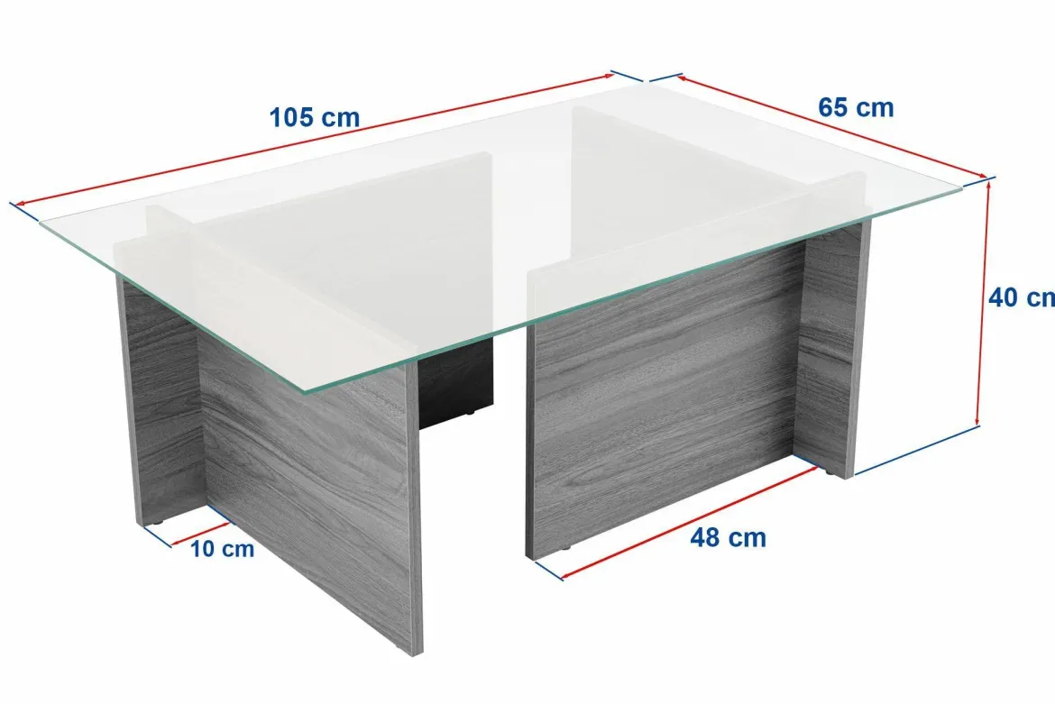 Tavolino da Salotto Beige Portariviste Forma Rettangolare 105x65x40h cm, Materiale Piano in Vetro - Azriel